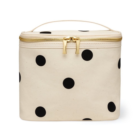 kate spade Handbags - Kate Spade Cream and Black Polka Dot Insulated lunch Tote